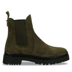 Sztyblety Gant. Zielone botki Gant, bez wzorów, bez obcasa, na płaskiej podeszwie, bez zapięcia. Za 479.99 zł.
