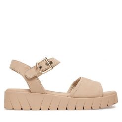 Sandały Tamaris. Brązowe sandały Tamaris, bez wzorów, bez obcasa, na płaskiej podeszwie, bez zapięcia. Za 329.99 zł.