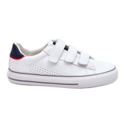 Damskie Tenisówki Na Rzepy Big Star LL274A207 Białe. Białe trampki bez wzorów, z gumy, retro, bez zapięcia. Za 233.73 zł.