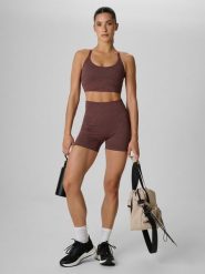 4F Legginsy krótkie treningowe bezszwowe damskie - brązowe M/L. Brązowe legginsy 4f, bez wzorów, krótkie. Za 119.99 zł.