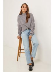 Soft Cashmere Sweter w kolorze szarym rozmiar: 38/40. Szare swetry Soft Cashmere, bez wzorów, prążkowane, klasyczne, bez ramiączek. Za 143.99 zł.
