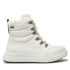 Trzewiki Jana. Białe botki JANA, bez wzorów, bez obcasa, na płaskiej podeszwie, bez zapięcia. Za 209.99 zł.