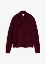 Sweter z ciepłej mieszanki alpaki. Czerwone swetry bonprix, bez wzorów, z wełny, bez ramiączek. Za 239.99 zł.
