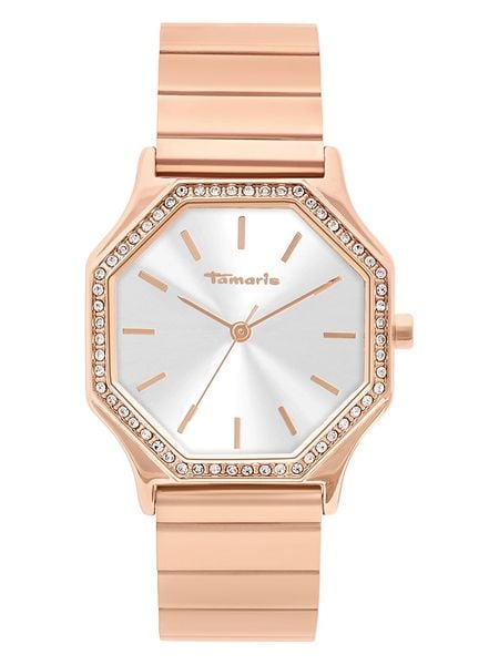 Tamaris Zegarek kwarcowy w kolorze różowozłoto-białym rozmiar: onesize. Białe, analogowe zegarki Tamaris, ze stali. Za 152.99 zł.