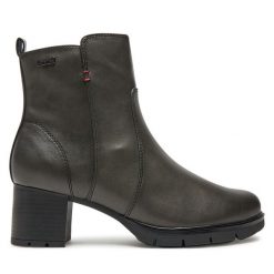 Botki Jana. Szare botki JANA, bez wzorów, bez obcasa, na słupku, bez zapięcia. Za 199.99 zł.