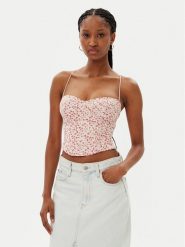 BARDOT Top Estie Embroidered 59828TB Kolorowy Slim Fit. Topy Bardot, bez wzorów, z syntetyku, bez kołnierzyka, bez ramiączek. Za 249.99 zł.