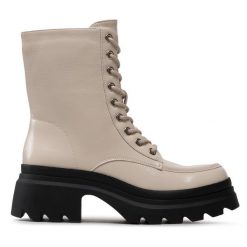 Trapery DeeZee. Brązowe traperki DeeZee, bez wzorów, bez obcasa, bez zapięcia. Za 229.99 zł.