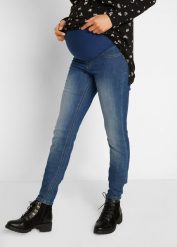 Jegginsy ciążowe z bawełną (2 pary), Skinny. Niebieskie jeansy bonprix, bez wzorów, z bawełny. Za 229.99 zł.
