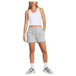 Spodenki treningowe damskie Under Armour Rival Fleece. Szare szorty sportowe Under Armour, bez wzorów, na fitness i siłownię. Za 139.99 zł.