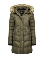 Geographical Norway Płaszcz zimowy "Badonna" w kolorze khaki rozmiar: XXL. Brązowe płaszcze Geographical Norway, na zimę, xxl, bez wzorów, z puchu, bez kaptura. Za 288.95 zł.