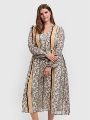 Vero Moda Curve Sukienka codzienna Nora 10251640 Beżowy Loose Fit. Brązowe sukienki Vero Moda Curve, na co dzień, bez wzorów, z syntetyku, bez kołnierzyka, bez ramiączek, proste. Za 149.99 zł.