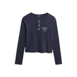 Damska koszulka z długim rękawem Superdry Athletic Essentials. Niebieskie t-shirty sportowe Superdry, l, bez wzorów, z materiału, bez ramiączek. Za 201.70 zł.