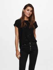 ONLY Bluzka Smilla 15231005 Czarny Regular Fit. Czarne bluzki ONLY, xl, bez wzorów, z syntetyku, bez kołnierzyka, bez ramiączek. Za 59.99 zł.