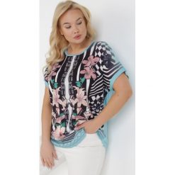 Niebiesko-Granatowa Bluzka Alethryphe. Niebieskie bluzki Born2be, plus size, z aplikacjami, bez kołnierzyka, plus size, bez ramiączek. W wyprzedaży za 38.49 zł.