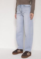 Niebieskie Jeansy o Fasonie Slouchy z Wysokim Stanem Zarinvia. Niebieskie jeansy Born2be, l, bez wzorów, z jeansu, biznesowe, z podwyższonym stanem. Za 119.99 zł.