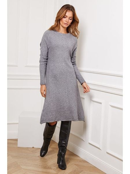 So Cachemire Sukienka dzianinowa "Groland" w kolorze szarym rozmiar: M. Szare sukienki So Cachemire, na co dzień, m, bez wzorów, z dzianiny, bez kołnierzyka, bez ramiączek, midi, proste. Za 202.03 zł.