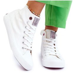 Damskie Klasyczne Wysokie Trampki Cross Jeans LL2R4086C Białe. Białe trampki bez wzorów, z gumy, klasyczne, bez zapięcia. Za 205.59 zł.