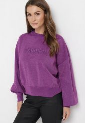 Fioletowy Sweter o Klasycznym Fasonie z Metaliczną Nicią Auliana. Fioletowe swetry Born2be, bez wzorów, klasyczne, bez ramiączek. W wyprzedaży za 118.99 zł.