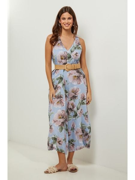 Lin Passion Lniany kombinezon w kolorze błękitnym rozmiar: 38/40. Niebieskie kombinezony Lin Passion, bez wzorów, ze lnu, klasyczne, bez kołnierzyka, bez ramiączek. Za 233.45 zł.