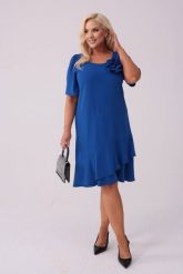 Elegancka szafirowa sukienka Evelyn na wesele PLUS SIZE XXL. Niebieskie sukienki Moda Size Plus Iwanek, na imprezę, plus size, z aplikacjami, z elastanu, eleganckie, bez kołnierzyka, plus size, bez ramiączek, midi. Za 289.90 zł.