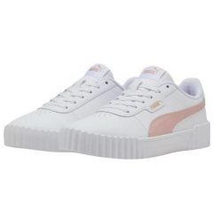 Trampki Damskie Skóra Carina 3.0. Białe trampki Puma, bez wzorów, ze skóry, bez zapięcia. Za 333.99 zł.