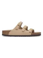 Birkenstock Skórzane klapki "Florida" w kolorze beżowym rozmiar: 40. Brązowe klapki Birkenstock, bez wzorów, klasyczne, z otwartym noskiem, bez obcasa, bez zapięcia. Za 509.89 zł.