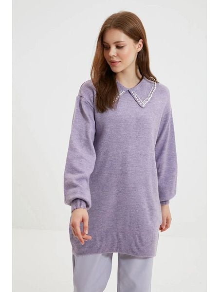 Trendyol Sweter w kolorze lawendowym rozmiar: onesize. Różowe swetry Trendyol, bez wzorów, bez ramiączek. Za 77.95 zł.