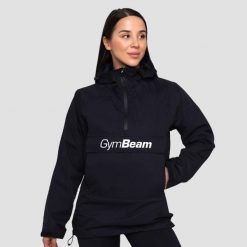 Kurtka damska turystyka przeciwdeszczowa czarna Smock. Czarne kurtki przeciwdeszczowe GYMBEAM, l, bez wzorów, z materiału, z kapturem, trekkingowe. Za 173.90 zł.