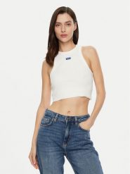 HUGO Top Baby 50511450 Biały Slim Fit. Białe topy Hugo, m, bez wzorów, z bawełny, bez kołnierzyka, bez ramiączek. Za 119.99 zł.