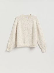 Wzorzysty sweter - złamana biel. Swetry Reserved, l, bez wzorów, z dzianiny, bez ramiączek. Za 129.99 zł.