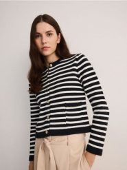 Pudełkowy kardigan z bawełną - wielobarwny. Swetry Reserved, l, bez wzorów, z bawełny, bez ramiączek. W wyprzedaży za 109.99 zł.