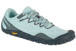 Buty do biegania damskie, Vapor Glove 6. Niebieskie buty treningowe Merrell, bez wzorów, z materiału, przed kostkę, bez zapięcia, do biegania. Za 492.70 zł.
