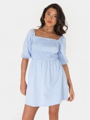 Brave Soul Sukienka letnia LDRJ-624FOLLEN Błękitny Straight Fit. Niebieskie sukienki Brave Soul, xl, bez wzorów, z bawełny, bez kołnierzyka, bez ramiączek. Za 169.99 zł.