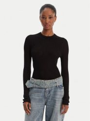 HUGO Sweter Somya_B 50554221 Czarny Slim Fit. Czarne swetry Hugo, s, bez wzorów, z wiskozy, bez ramiączek. Za 449.99 zł.