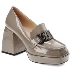Szare Półbuty S.Barski Damskie Eleganckie Obuwie. Szare półbuty wsuwane S.BARSKI, bez wzorów, ze skóry ekologicznej, biznesowe, bez obcasa, na obcasie. Za 219.00 zł.