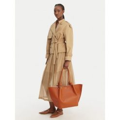 Torebka Coccinelle. Brązowe shopper bag Coccinelle, bez wzorów, bez dodatków. Za 1,599.99 zł.