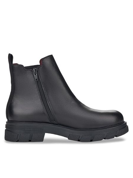 Rieker Sztyblety Z9150-00 Czarny. Czarne botki Rieker, bez wzorów, ze skóry, bez obcasa, na płaskiej podeszwie, bez zapięcia. Za 359.99 zł.