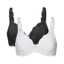 Cellbes Biustonosz z fiszbinami Maria 2 Pack czarny biały female czarny/biały 75B. Białe biustonosze sportowe Cellbes, bez wzorów, z koronki. Za 159.00 zł.