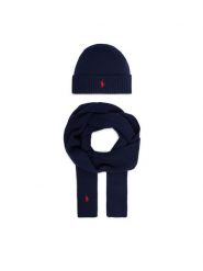Polo Ralph Lauren Zestaw szalik i czapka 7,10951E+11 Granatowy. Niebieskie czapki zimowe Polo Ralph Lauren, na zimę, bez wzorów, z wełny. Za 859.99 zł.