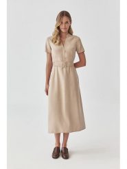 TATUUM Sukienka w kolorze beżowym rozmiar: 40. Brązowe sukienki Tatuum, bez wzorów, z tkaniny, bez kołnierzyka, bez ramiączek, maxi. Za 209.33 zł.