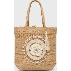 Desigual torba plażowa kolor beżowy. Brązowe torebki klasyczne Desigual, bez wzorów, na ramię, bez dodatków. Za 389.99 zł.