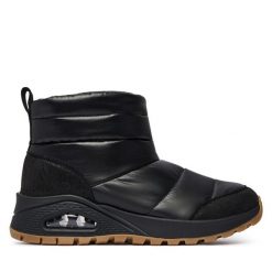 Śniegowce Skechers. Czarne śniegowce Skechers, bez wzorów, bez zapięcia. Za 449.99 zł.