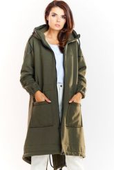 Ciepła długa bluza damska jak parka bawełna premium khaki. Brązowe bluzy Infinite You, l, bez wzorów, z bawełny, eleganckie, z kapturem. Za 319.00 zł.
