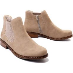 RIEKER Z4994-60 beige, botki damskie. Brązowe botki Rieker, bez wzorów, z polaru, bez obcasa, na obcasie, bez zapięcia. Za 202.93 zł.