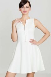 Ecru Rozkloszowana Sukienka z Ozdobnym Suwakiem. Czarne sukienki SALE, bez wzorów, z elastanu, bez kołnierzyka, bez ramiączek, rozkloszowane. Za 229.00 zł.