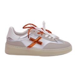Niskie Buty Sportowe Damskie Srebrne srebrny. Szare buty treningowe bez wzorów, ze skóry, bez zapięcia. Za 139.80 zł.