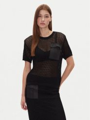DKNY Sweter P5BSAV83 1 Czarny Regular Fit. Czarne swetry DKNY, m, bez wzorów, z syntetyku, bez ramiączek. Za 219.99 zł.