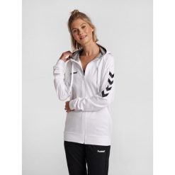 Bluza damska z kapturem Hummel Zip Cotton. Białe bluzy Hummel, xl, bez wzorów, z kapturem, na fitness i siłownię. Za 246.00 zł.
