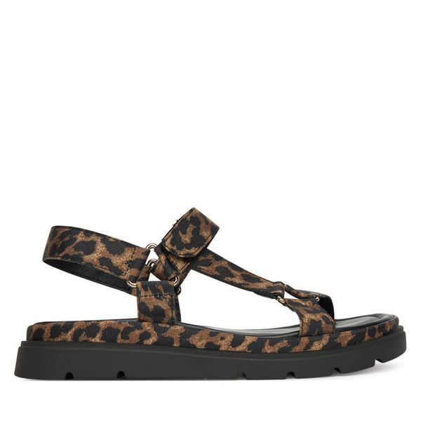 Sandały Tamaris. Brązowe sandały Tamaris, bez wzorów, bez obcasa, na koturnie, bez zapięcia. Za 219.99 zł.