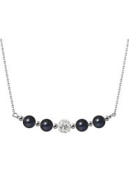 Pearline Srebrny naszyjnik z kryształkami i perłami w kolorze tahiti - dł. 38 cm rozmiar: onesize. Czarne naszyjniki Pearline, z kryształem, srebrne. Za 173.99 zł.